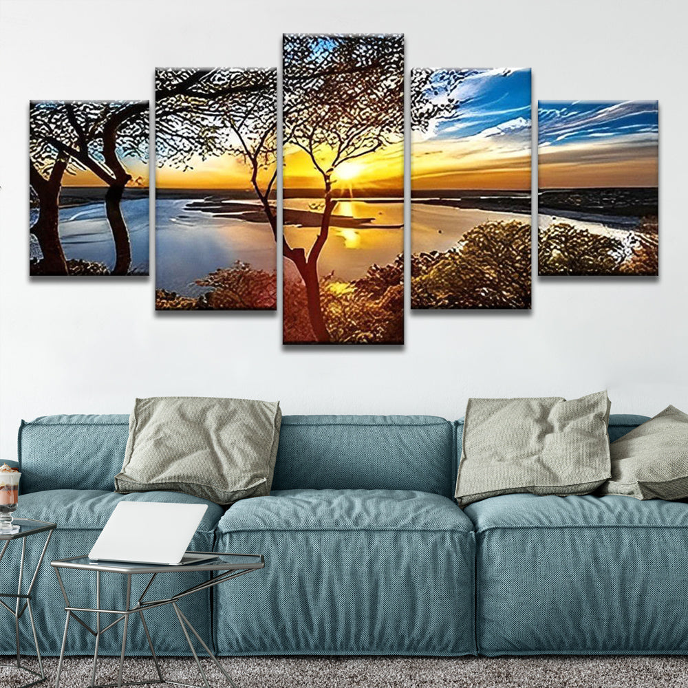 Wetland Landschap 5 Platen Schilderen op Nummers