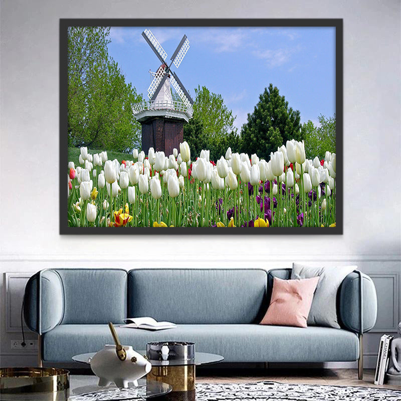 Windmolen en Tulpenveld Schilderen op Nummers