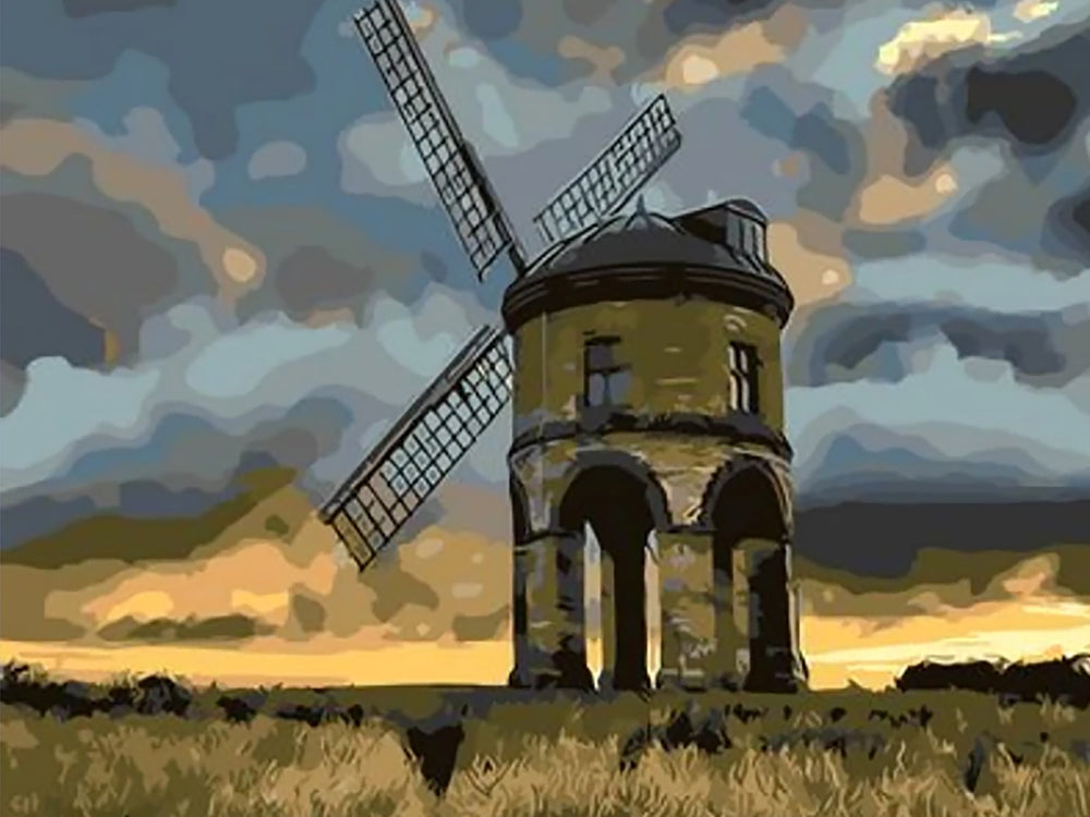 Windmolen op een Bewolkte Dag Schilderen op Nummers