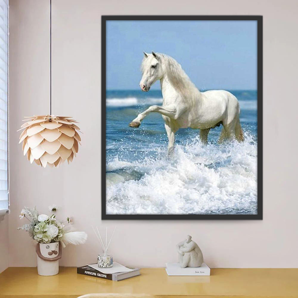 Wit Paard aan Zee Schilderen op Nummers