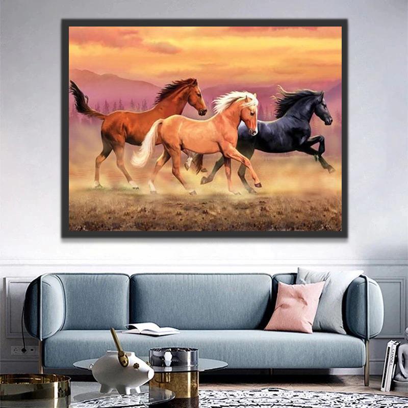 Wit Paard, Bruin Paard, Zwart Paard Schilderen op Nummers