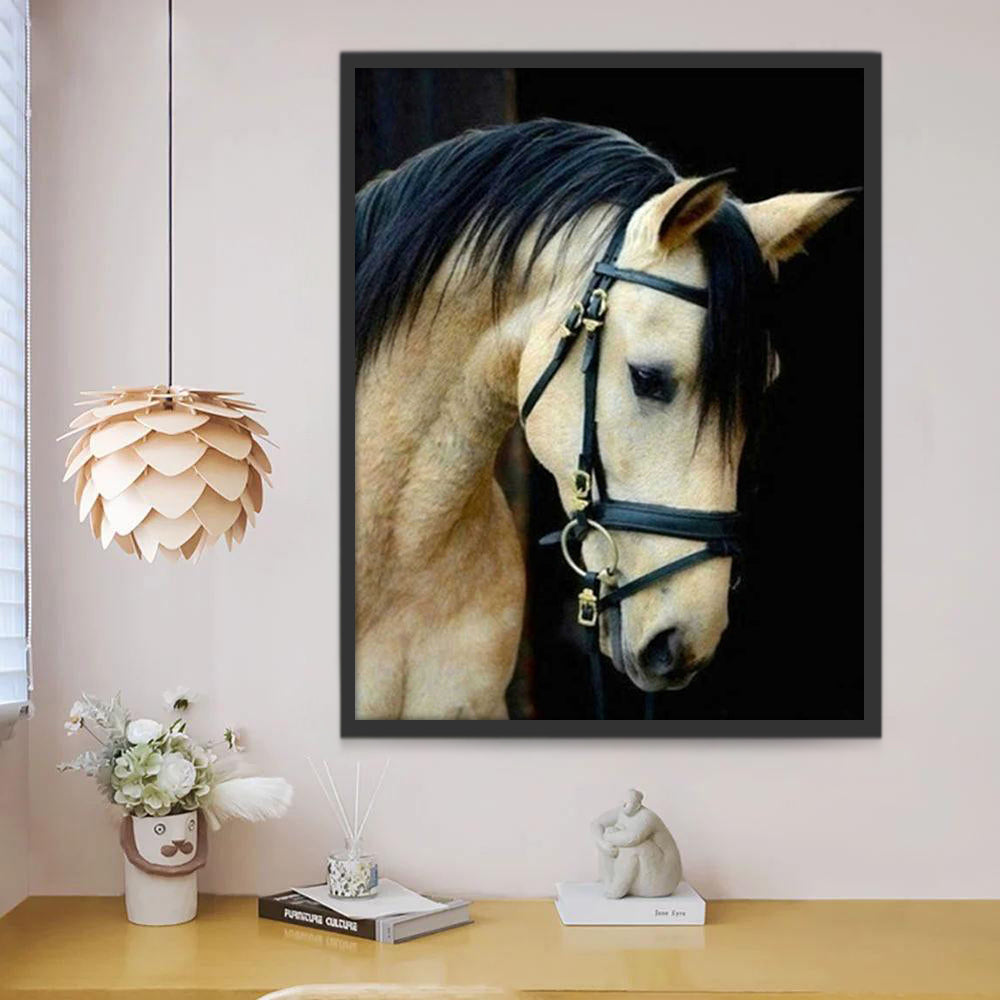 Wit Paard met Zwarte Manen Schilderen op Nummers
