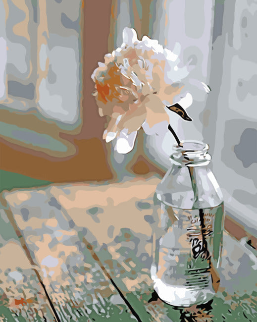 Witte bloem op een oude tafel Schilderen op Nummers
