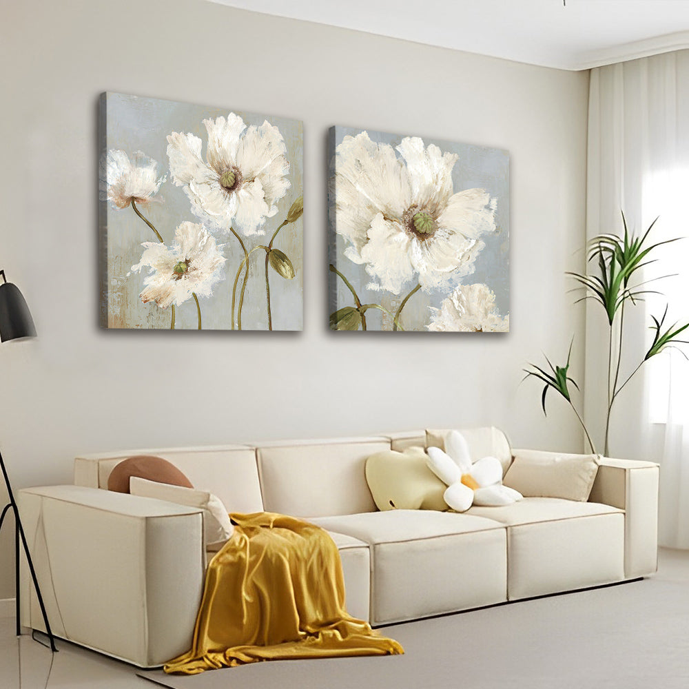 Witte Bloemen 2 Platen Schilderen op Nummers