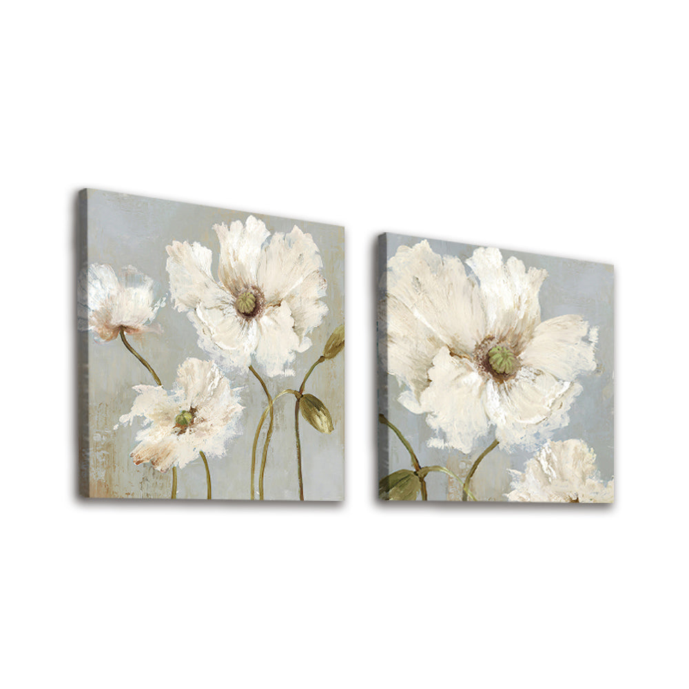 Witte Bloemen 2 Platen Schilderen op Nummers