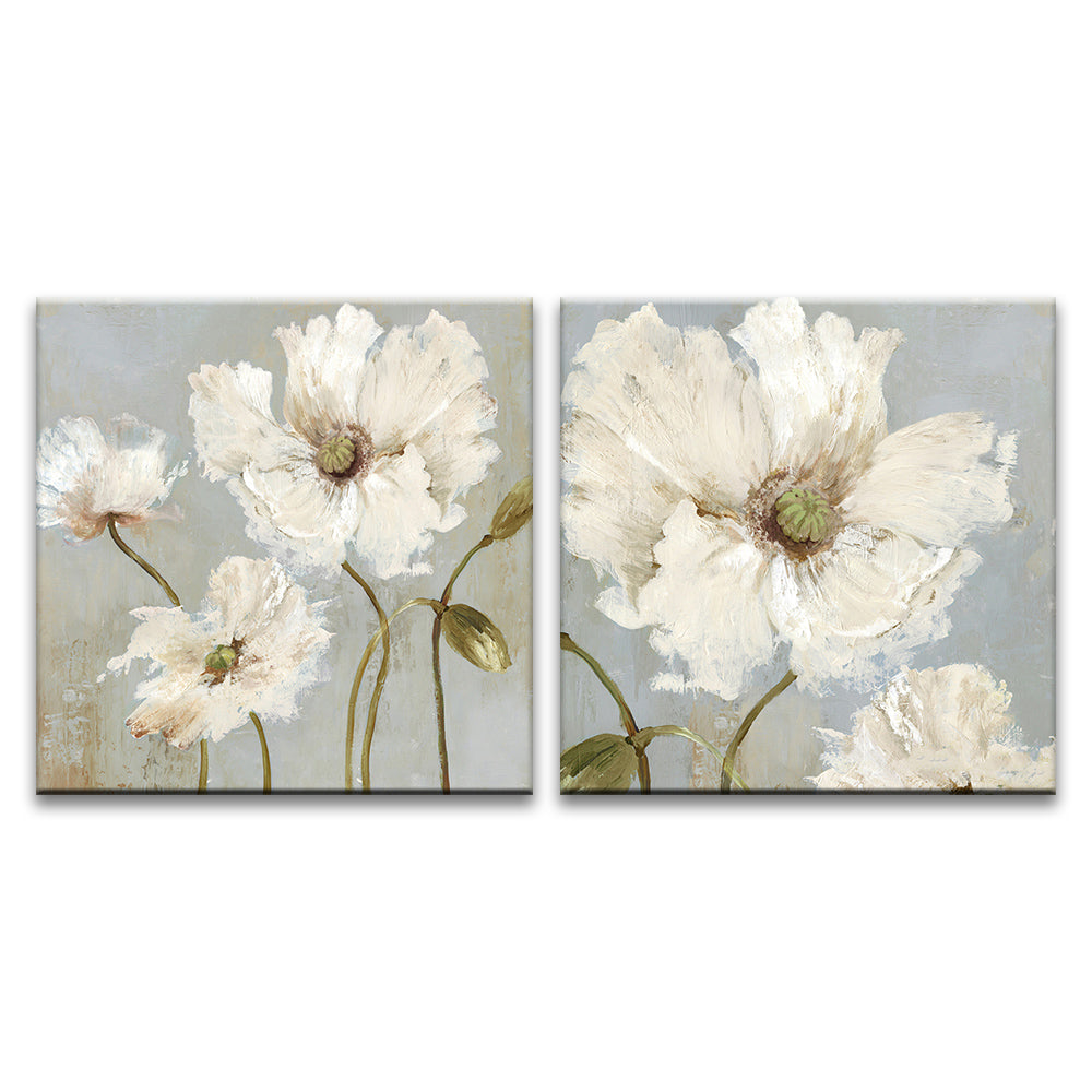 Witte Bloemen 2 Platen Schilderen op Nummers