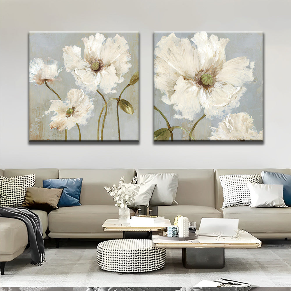 Witte Bloemen 2 Platen Schilderen op Nummers