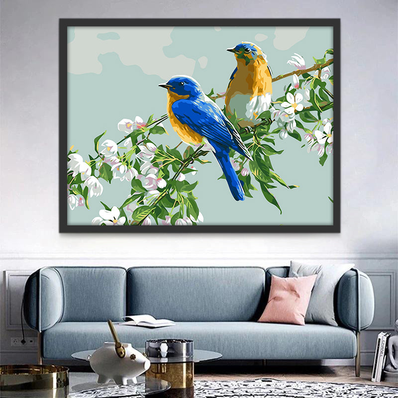 Witte Bloemen en Vogels Schilderen op Nummers