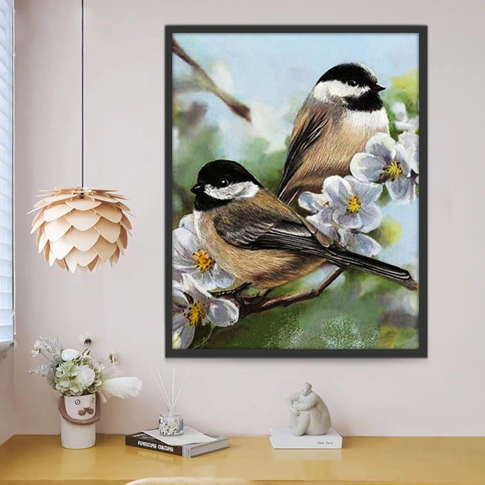 Witte Bloemen en Vogels Schilderen op Nummers