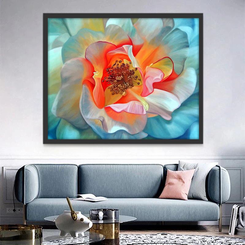 Witte Bloemen met Oranjekleurige Meeldraden Schilderen op Nummers