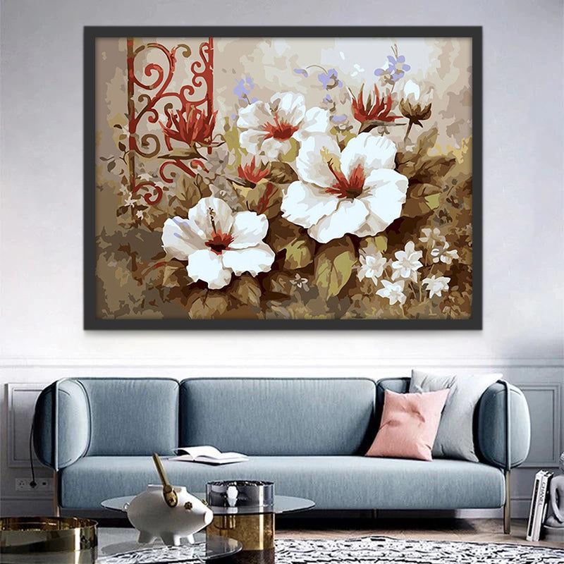 witte hibiscus Schilderen op Nummers