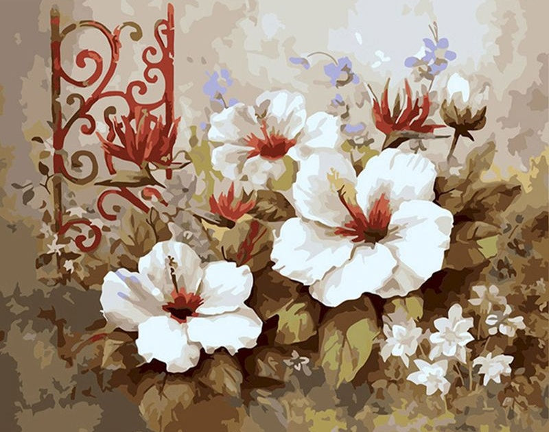 witte hibiscus Schilderen op Nummers