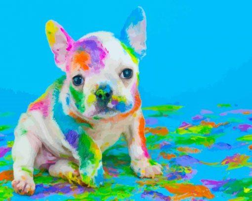 Witte Hond en Gekleurde Verf Schilderen op Nummers