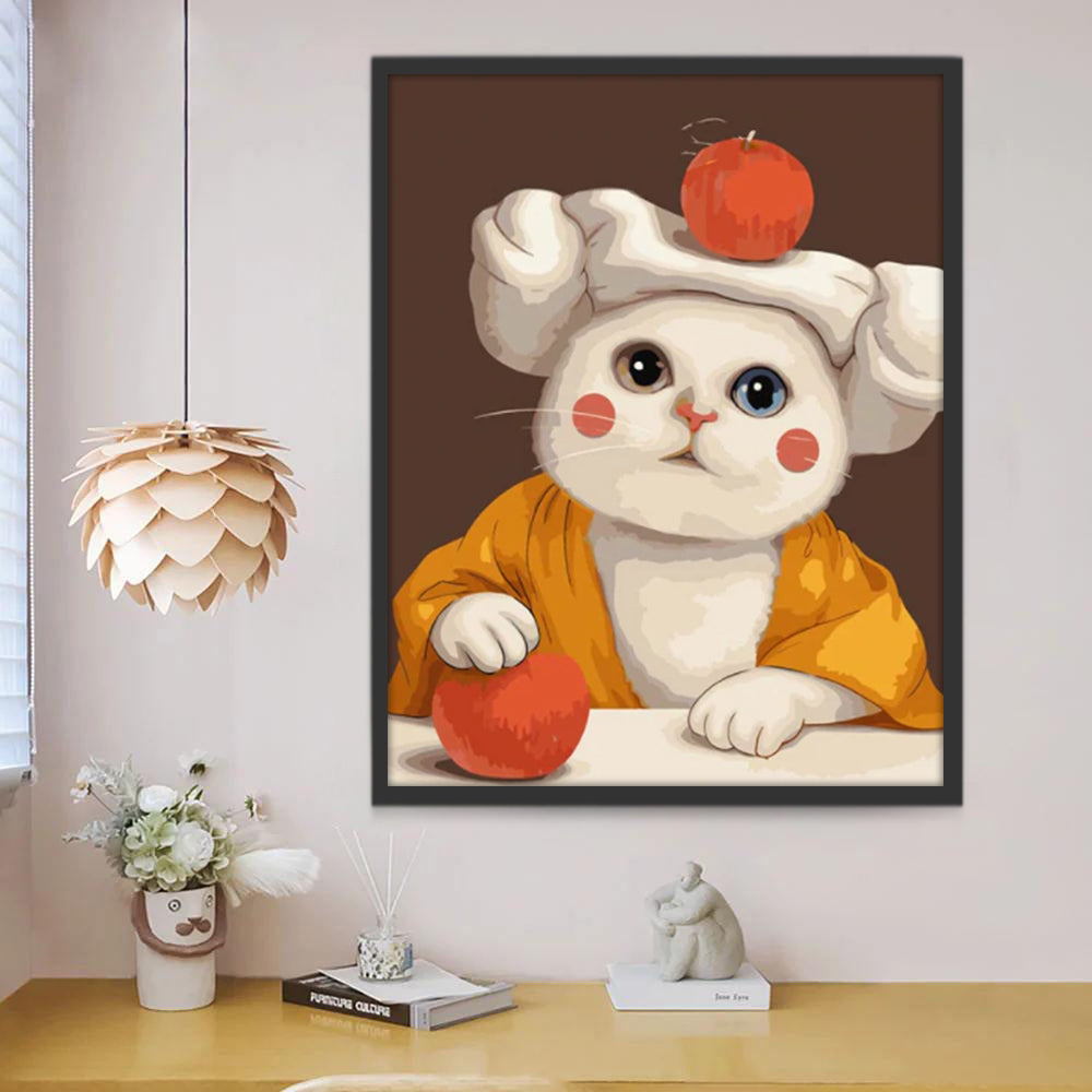 Witte Kat in Yukata Schilderen op Nummers