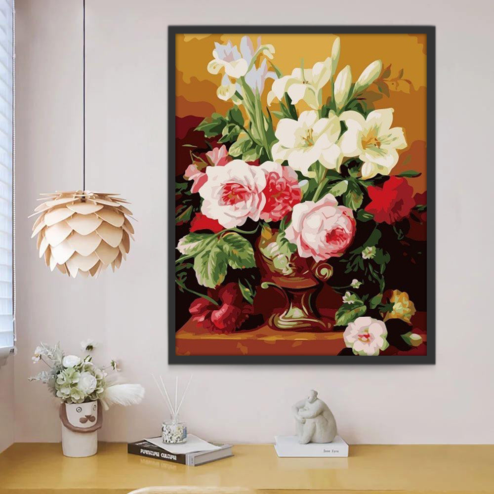 Witte Lelies en Roze Rozen Schilderen op Nummers