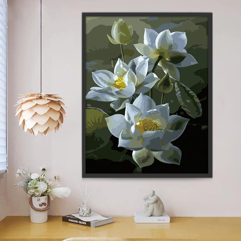 Witte lotusbloemen Schilderen op Nummers