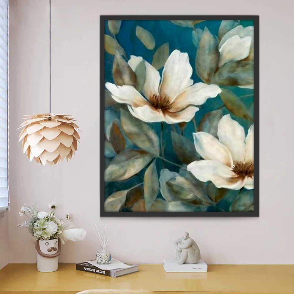 Witte magnolia bloesem aquarel stijl Schilderen op Nummers
