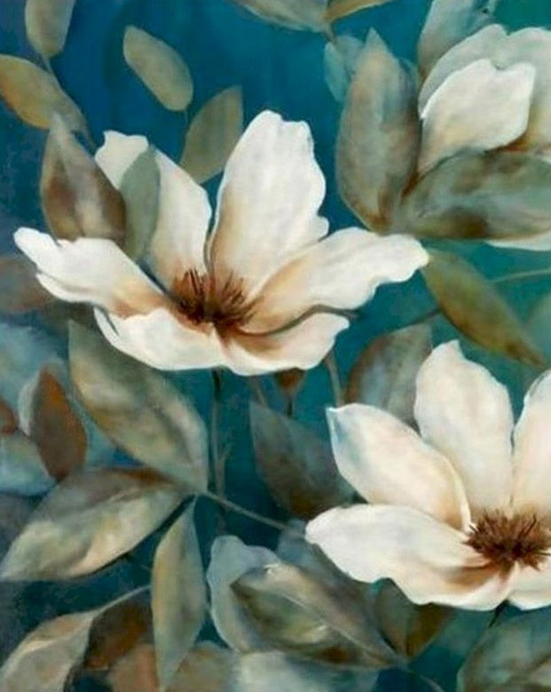 Witte magnolia bloesem aquarel stijl Schilderen op Nummers