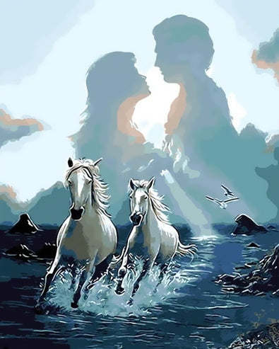 Witte Paarden en Paar Schilderen op Nummers