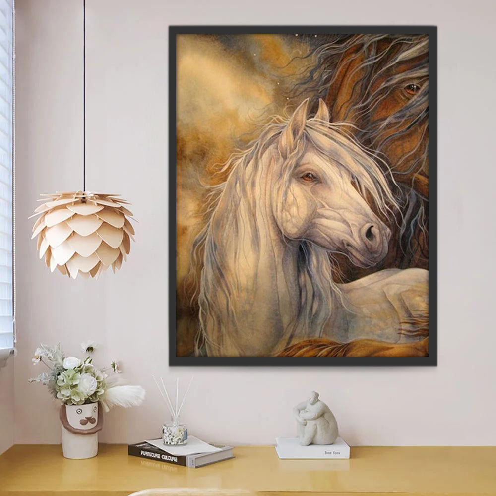 Witte Pony Schilderen op Nummers