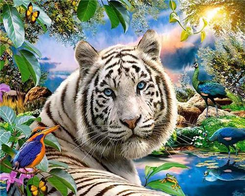Witte Tijger in de Jungle Schilderen op Nummers