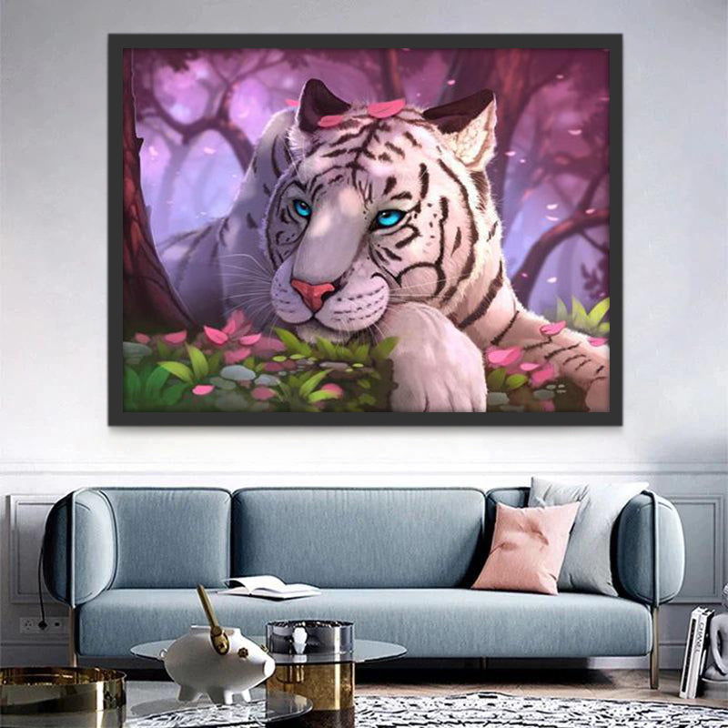 Witte Tijger met Blauwe Ogen Schilderen op Nummers