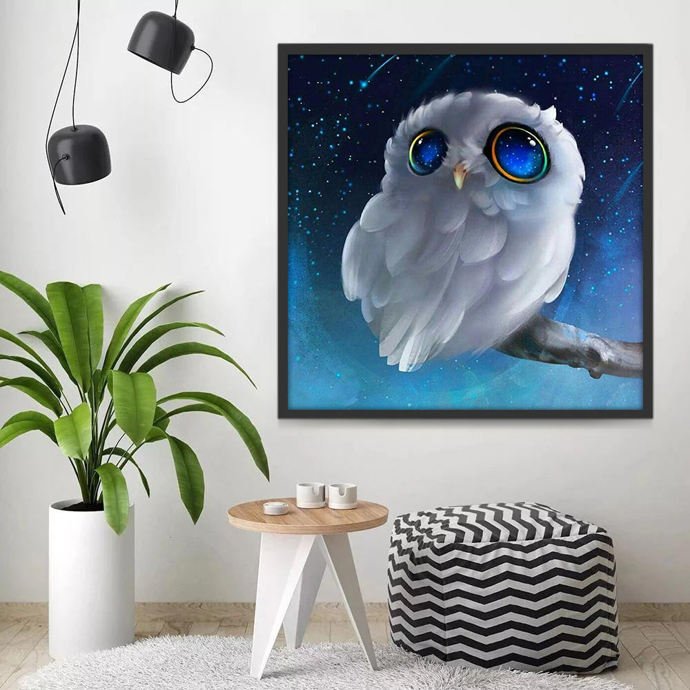 Witte Uil met Grote Blauwe Ogen Schilderen op Nummers