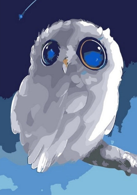 Witte Uil met Grote Blauwe Ogen Schilderen op Nummers