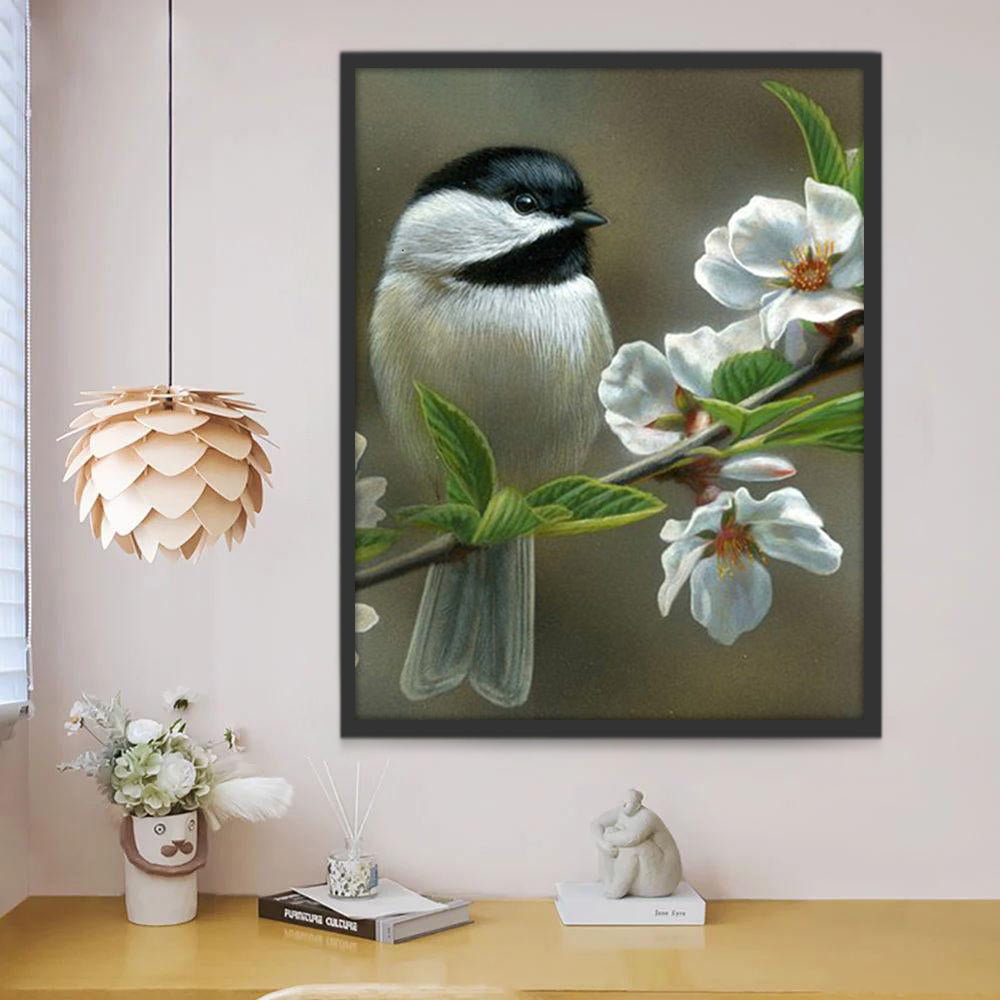 Witte Vogel en Bloemen Schilderen op Nummers