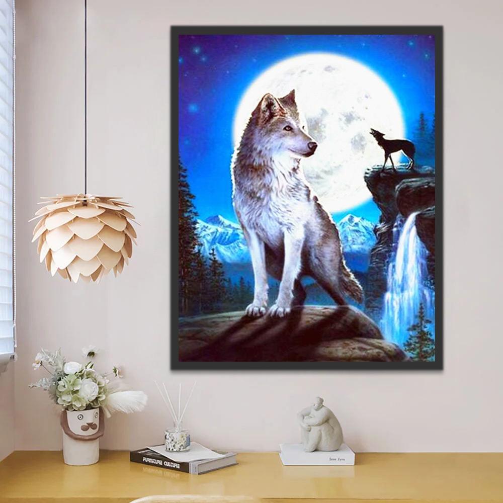 Wolf en Maan Schilderen op Nummers