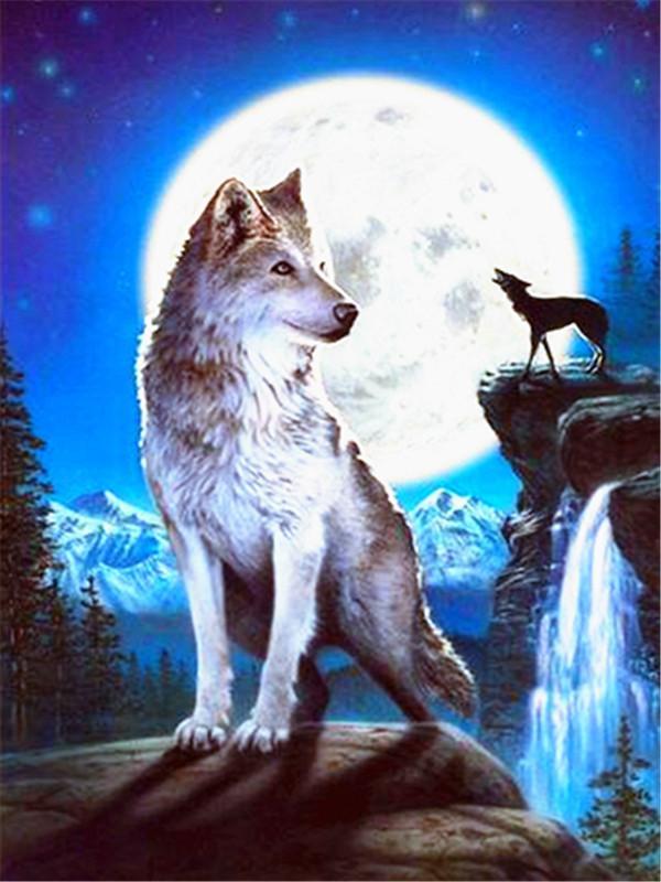 Wolf en Maan Schilderen op Nummers