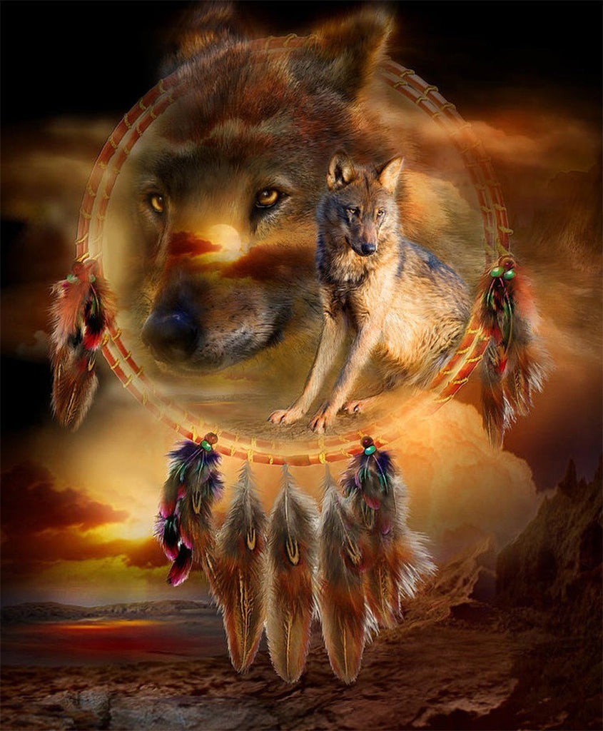 Wolf en Veren Schilderen op Nummers