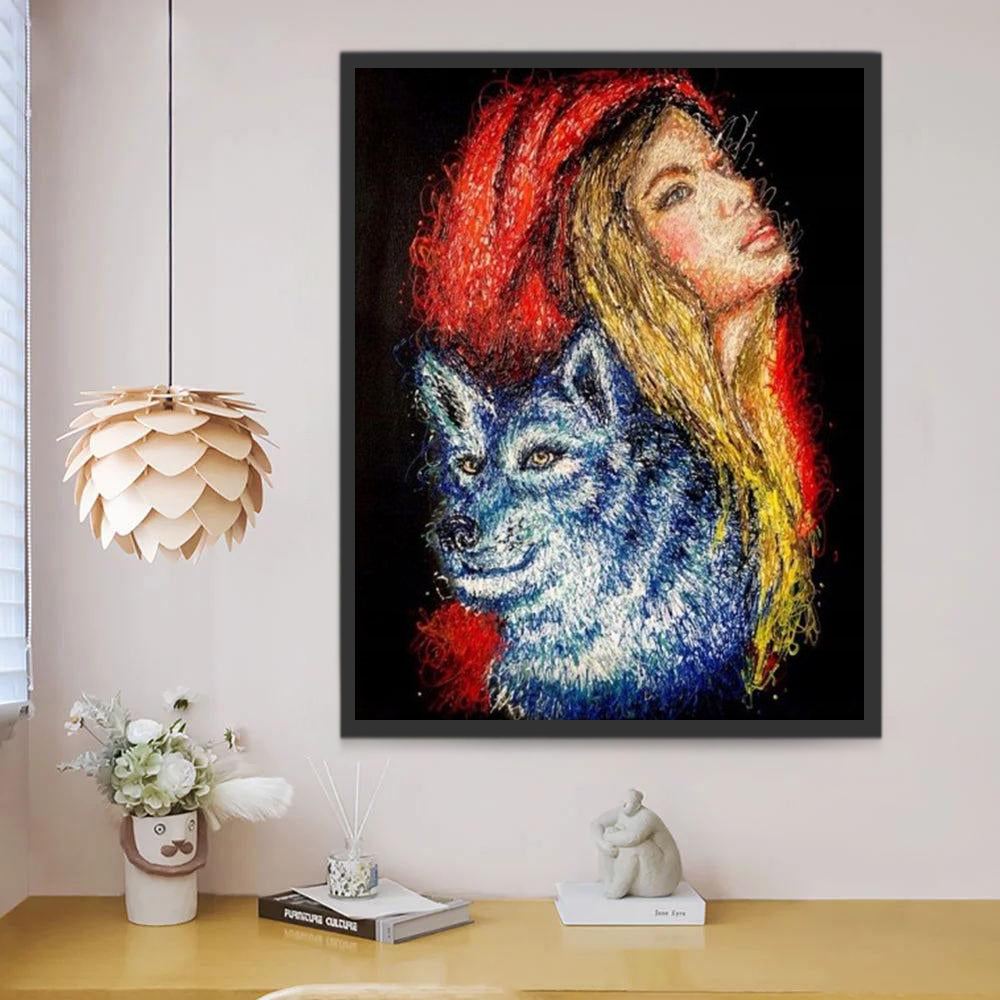 Wolf en Vrouw met Rode Hoed Schilderen op Nummers
