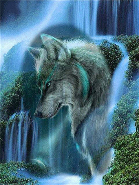Wolf en Watervall Schilderen op Nummers