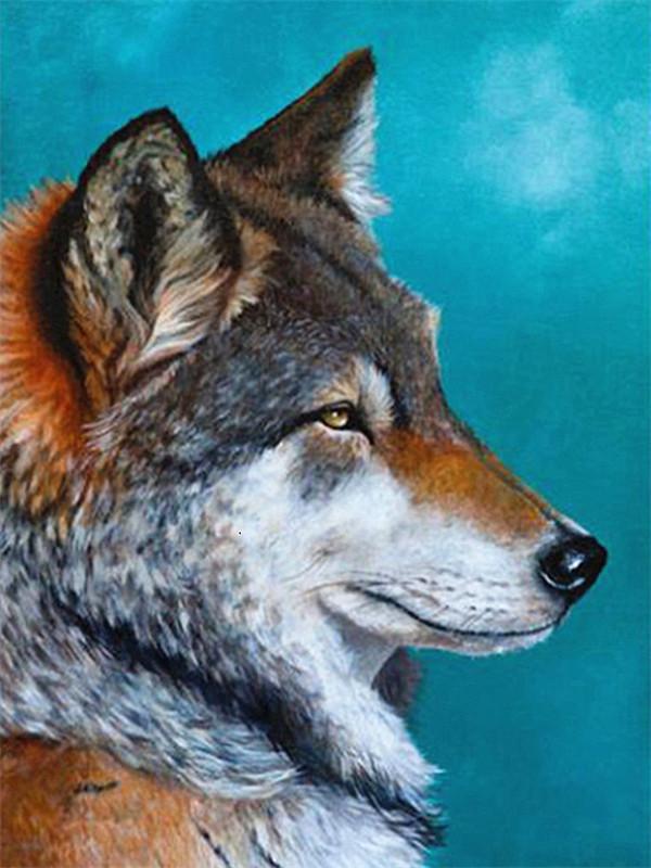 Wolf op Blauwe Achtergrond Schilderen op Nummers