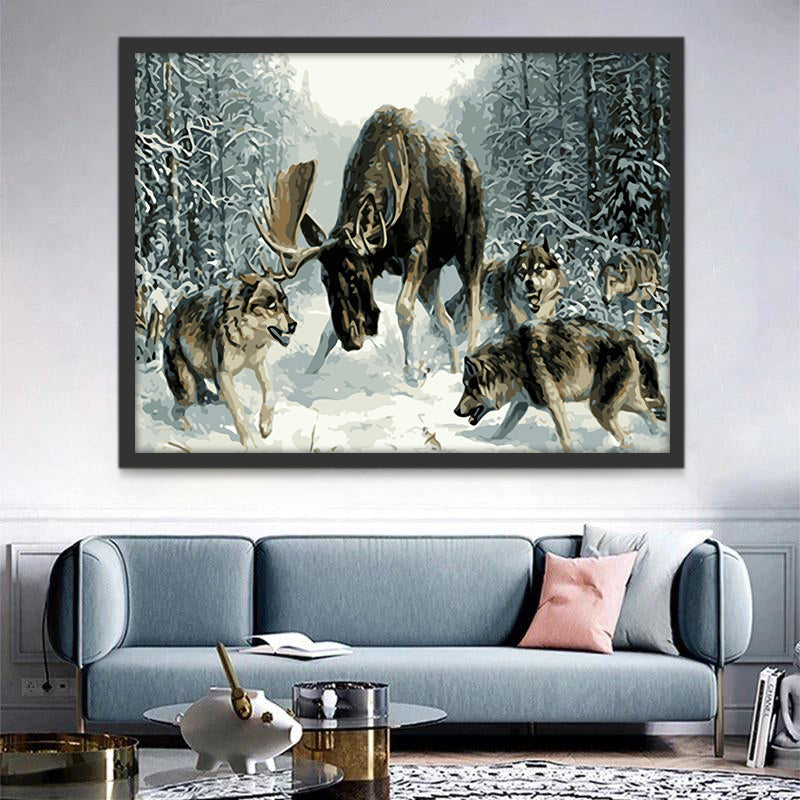 Wolven en Eland in de Sneeuw Schilderen op Nummers