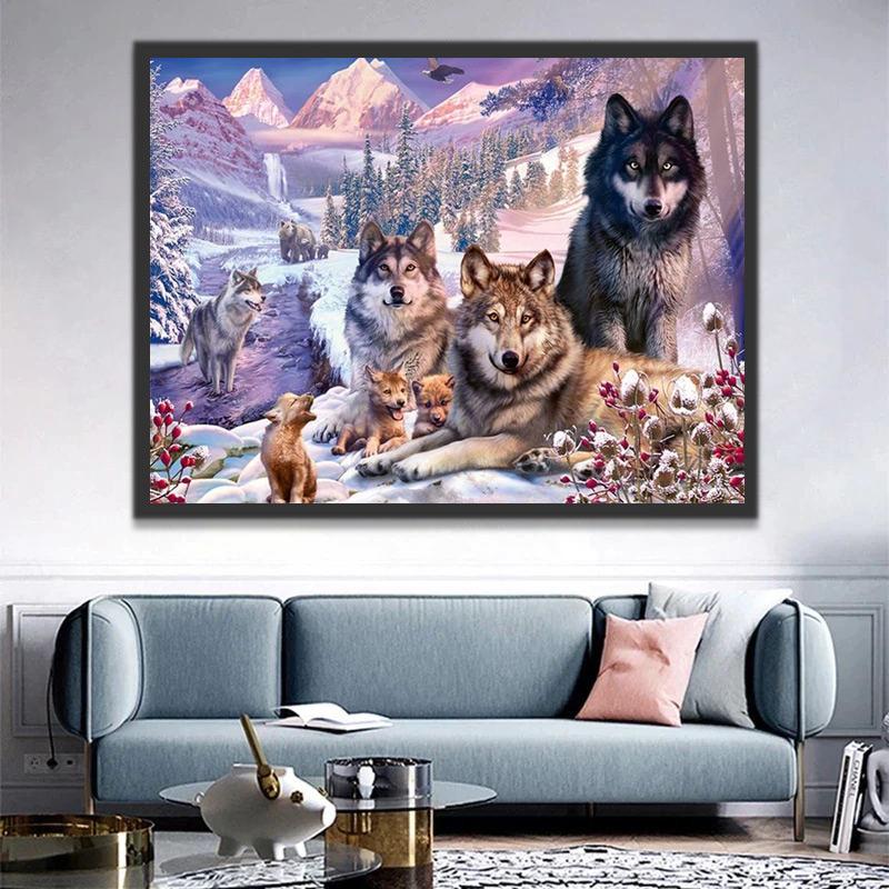 Wolvenfamilie Schilderen op Nummers