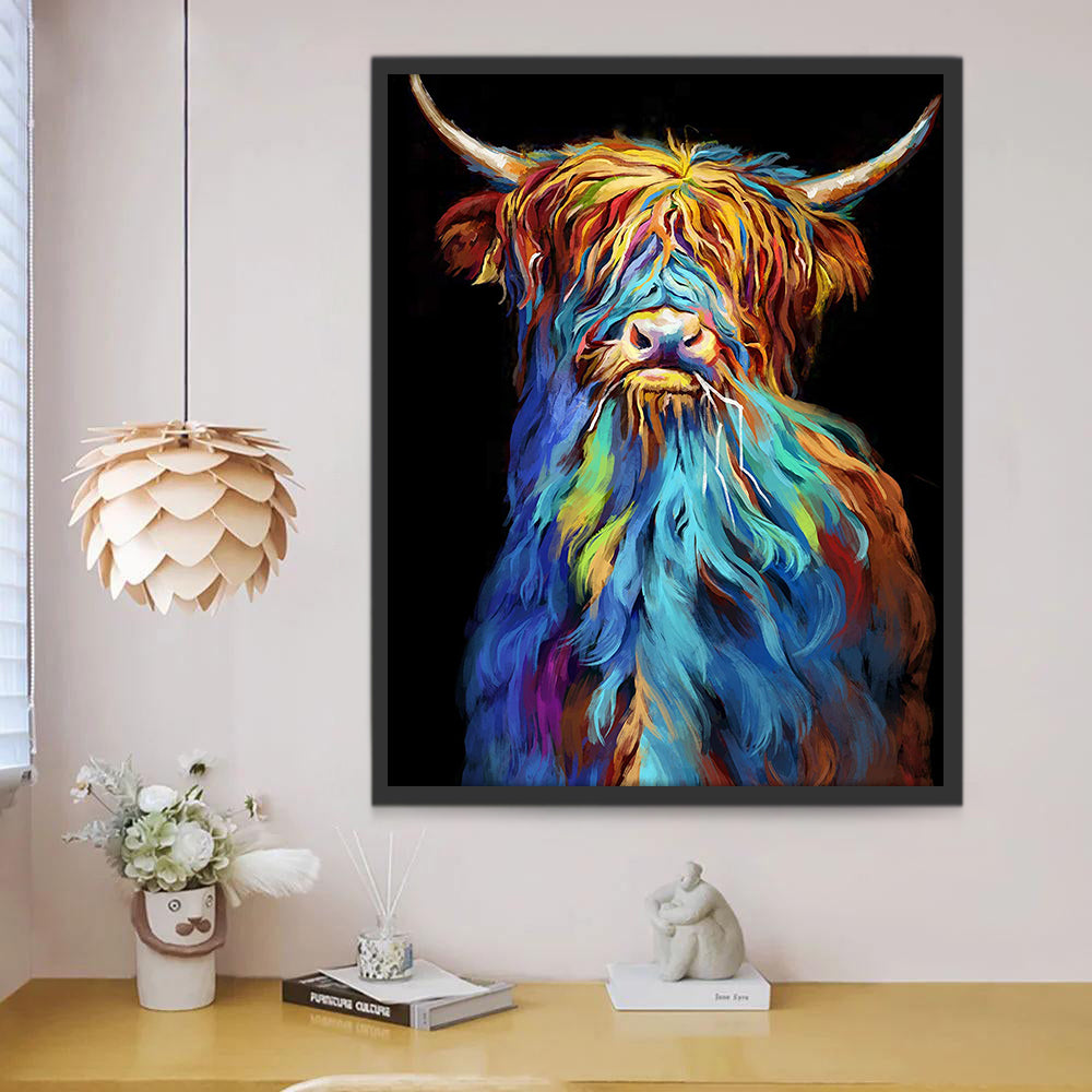 Yak met Blauw Haar Schilderen op Nummers