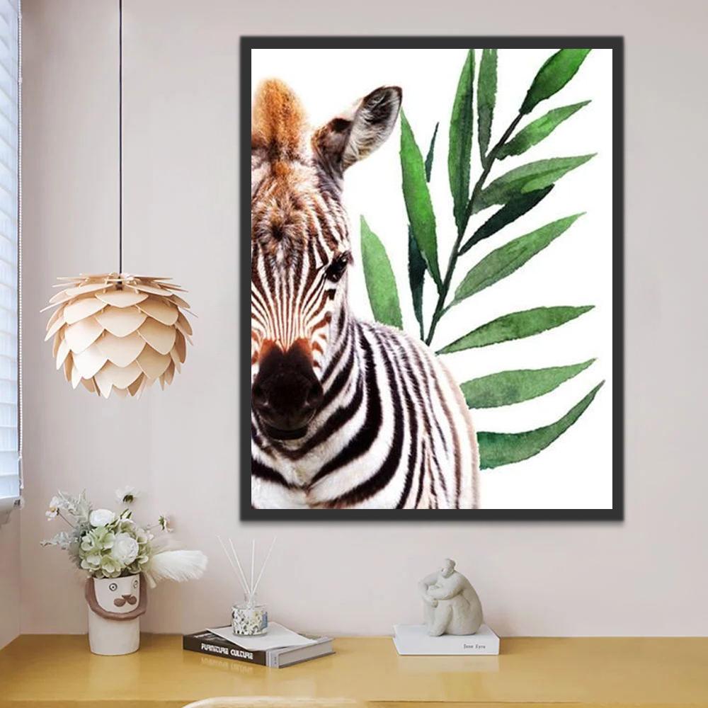 Zebra en Bladeren Schilderen op Nummers