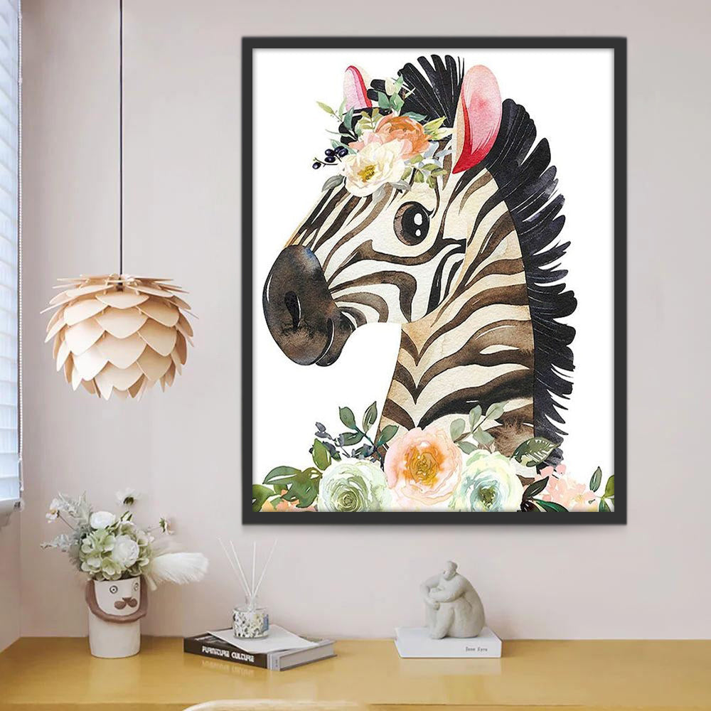 Zebra met Bloemenkrans Schilderen op Nummers