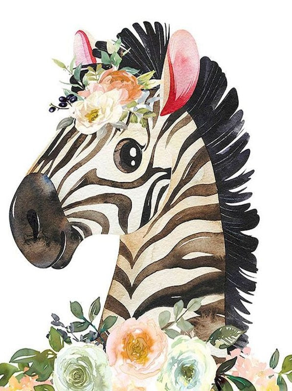 Zebra met Bloemenkrans Schilderen op Nummers