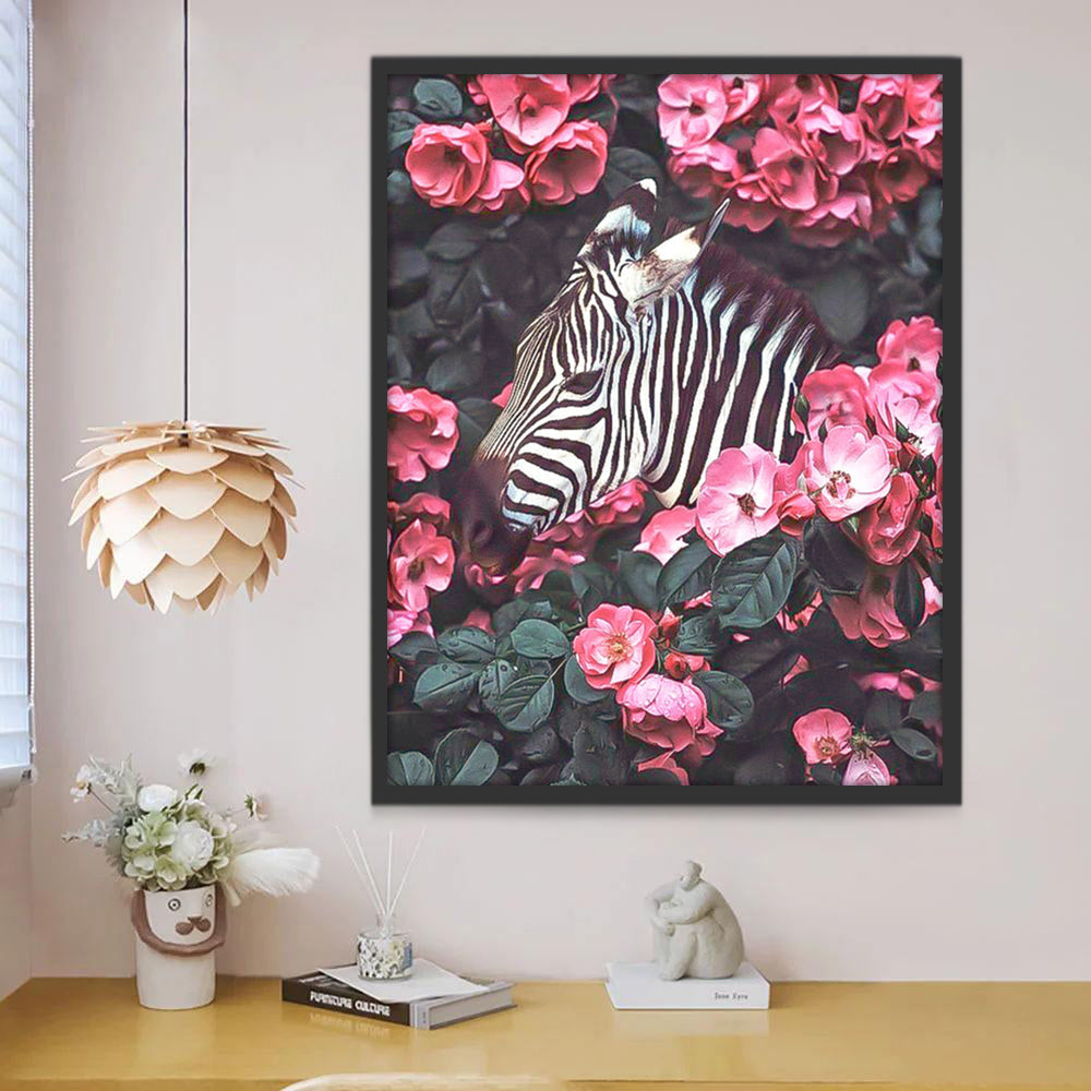 Zebra Omringd door Camelias Schilderen op Nummers