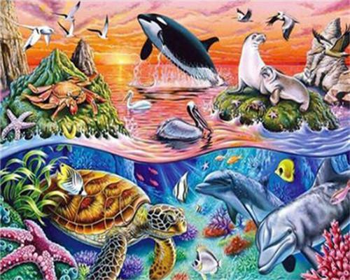Zeedieren en Vogels Schilderen op Nummers