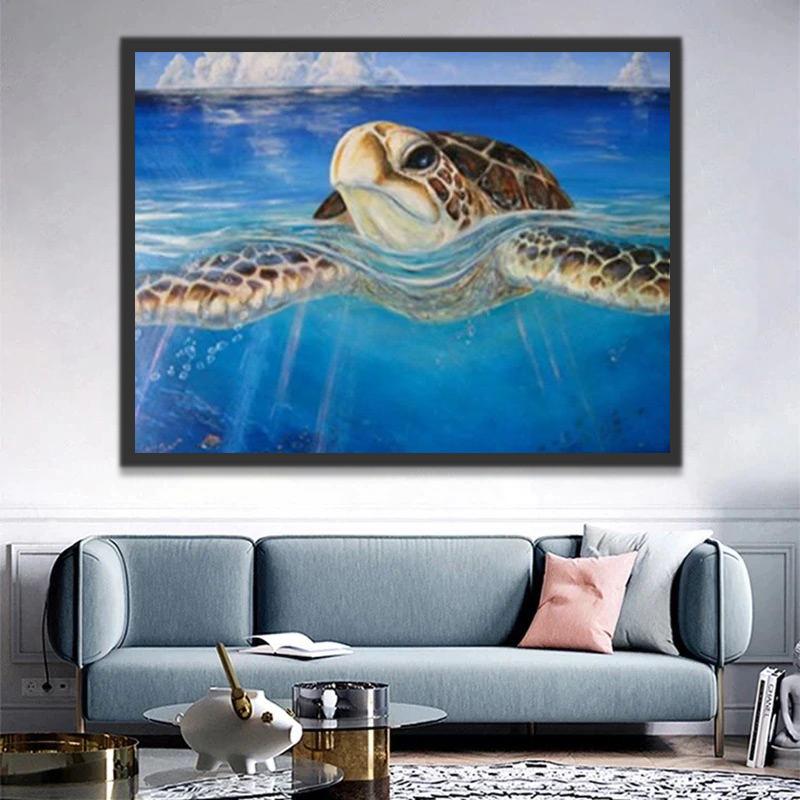 Zeeschildpad aan de Oppervlakte Schilderen op Nummers