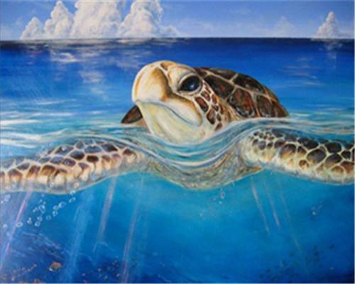 Zeeschildpad aan de Oppervlakte Schilderen op Nummers