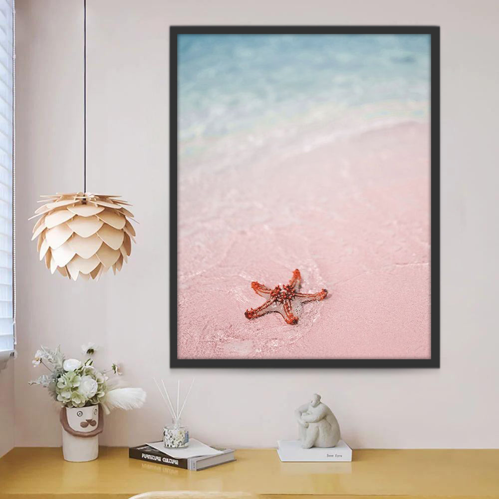 Zeesterren op een Roze Zandstrand Schilderen op Nummers