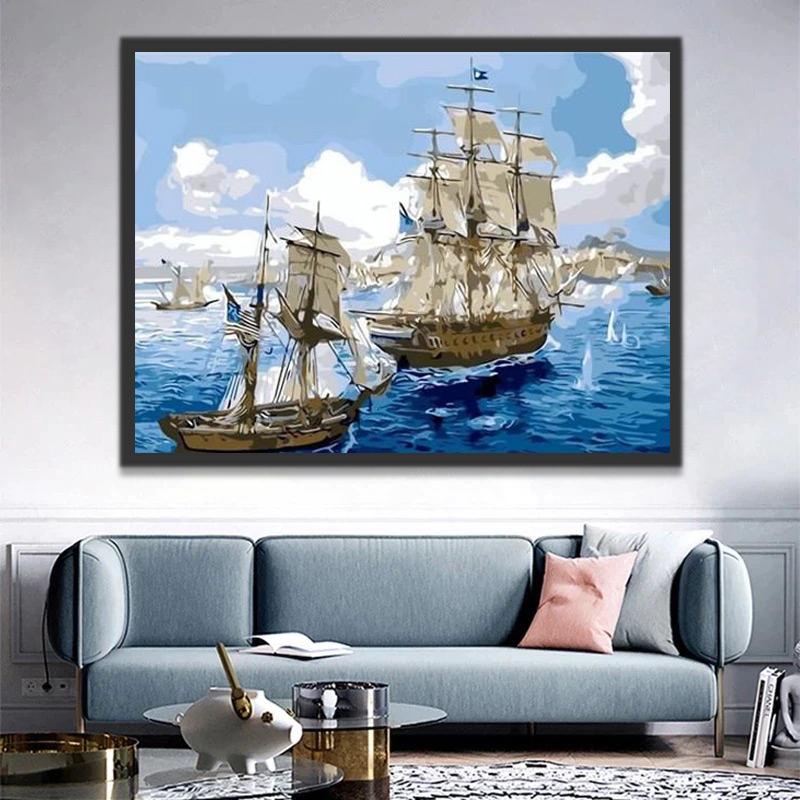 Zeilscheepvaart op Zee Schilderen op Nummers