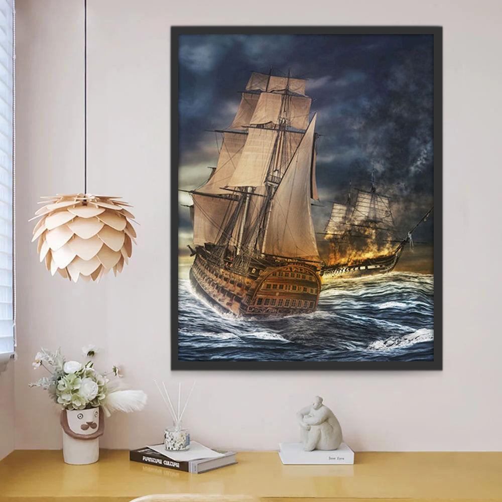 Zeilschip in de Stormachtige Zee Schilderen op Nummers