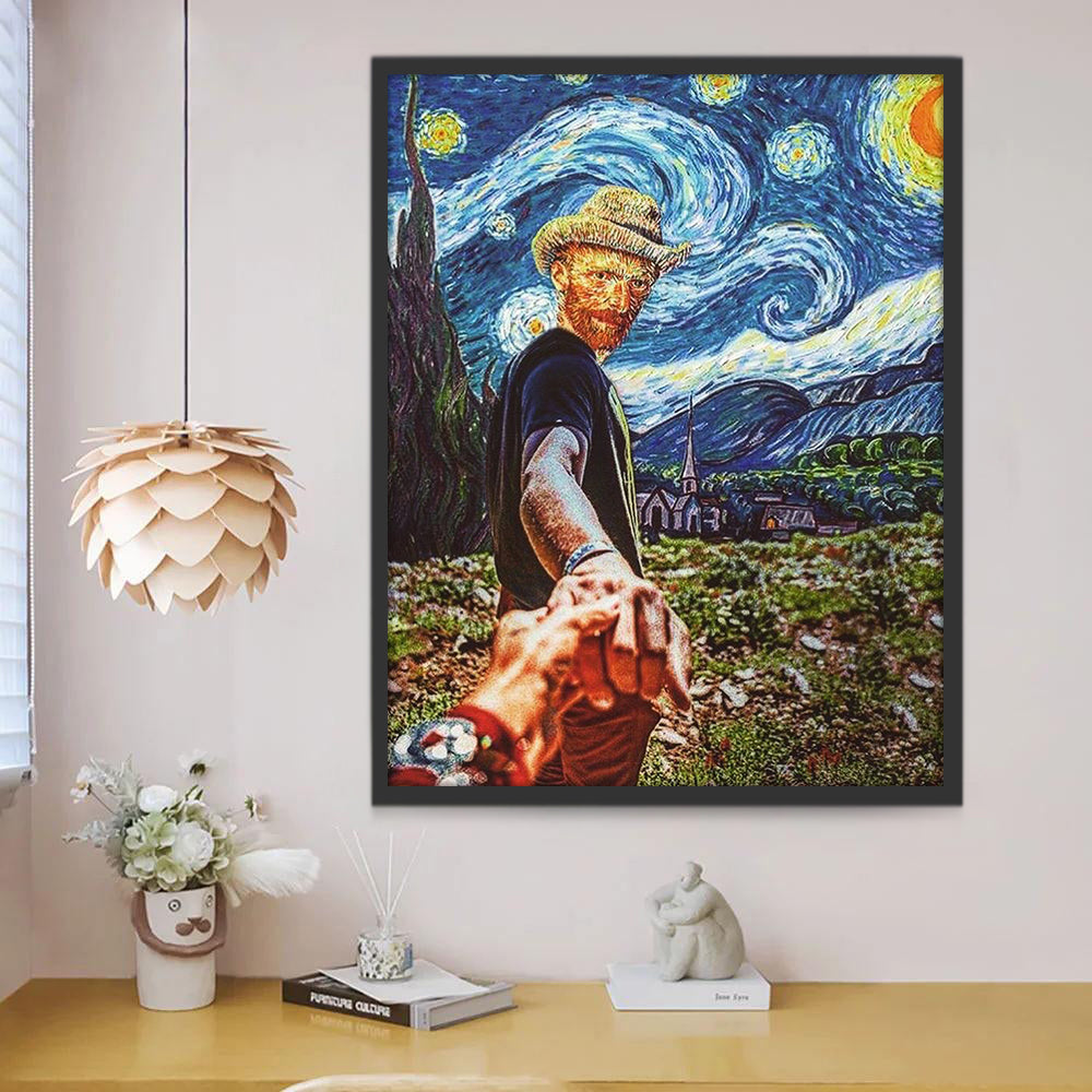 Zelfportret onder de Sterrenhemel van Van Gogh Schilderen op Nummers