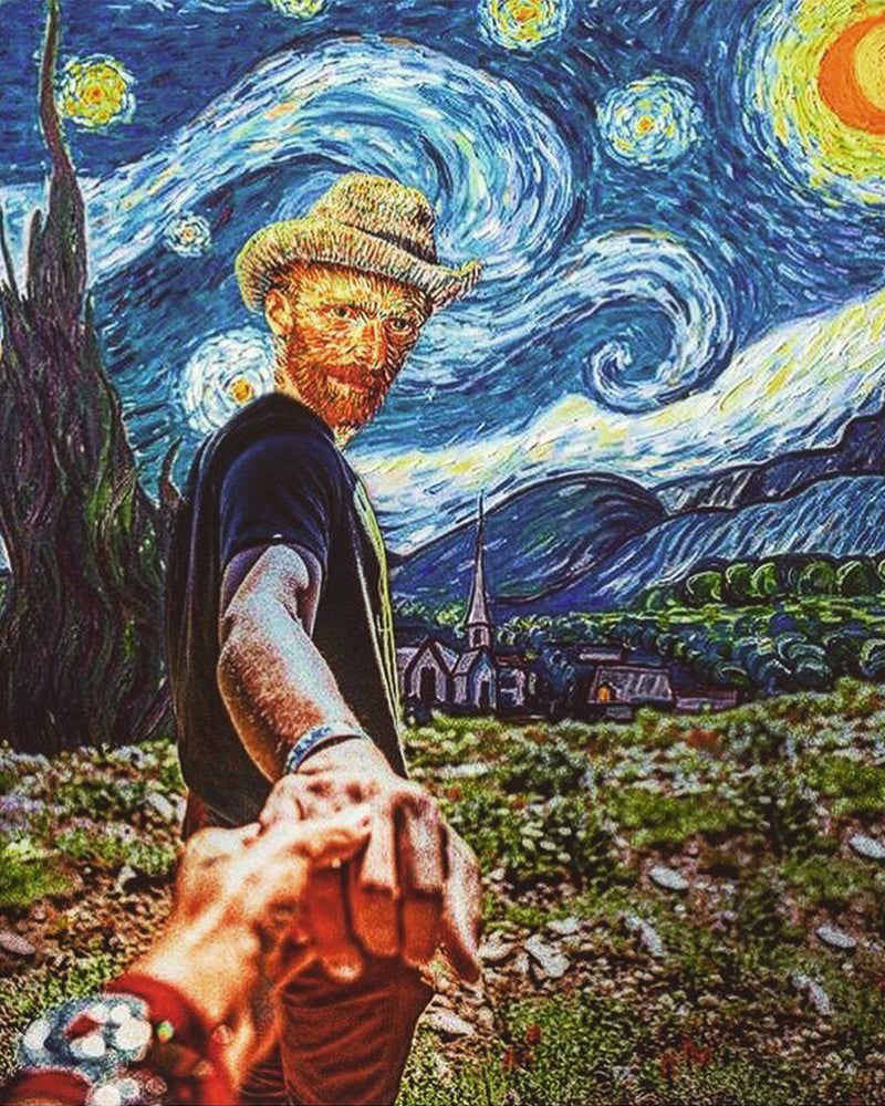 Zelfportret onder de Sterrenhemel van Van Gogh Schilderen op Nummers